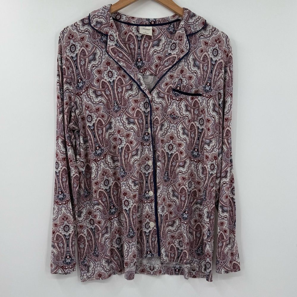 Soma Paisley Pajama Set in Maroon/Navy Multi | Top Large / Pants Medium - Picture 9 of 9